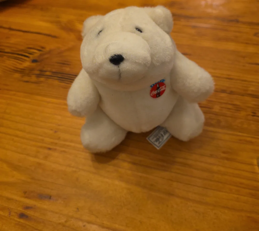 Coca Cola Cream Polar Bear Plush Toy with Red Logo